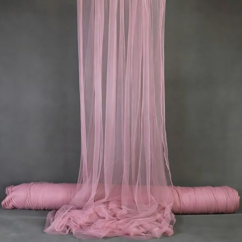 Tüll Stoff für Hochzeit Vorhang,Querbehang Hochzeitsbogen,160 x 100cm Hochzeitsdeko Gardinen Deko Schals,Tüllstoff zum Nähen Meterware,Kostümstoff,Dekostoff für Fotografie,Party,Zeremonie,Altrosa