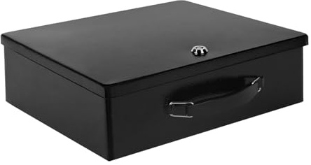 Feuerfeste Dokumentenbox, tresor feuerfest mit Schlüsselschloss und Griff, feuerfeste geldkassette für persönliche Gegenstände, Reisepass, Bargeld, Tablet, außen, 33,5x28x10,5cm