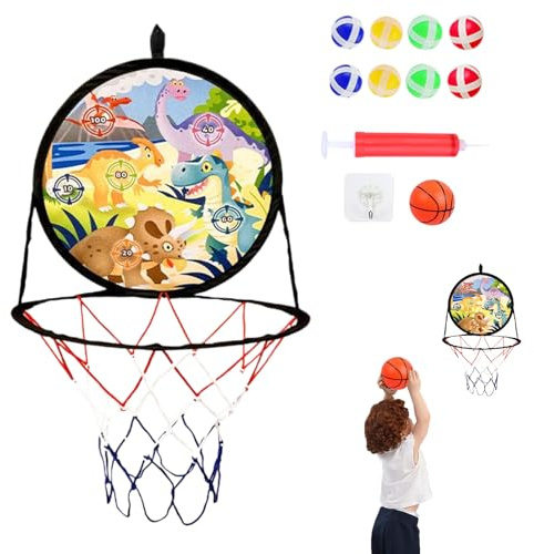 TYUKXJH Basketballkorb, 2-in-1, Kinder-Dartscheibe mit Basketballkorb, für drinnen und draußen, Geburtstagsgeschenke, und Mädchen
