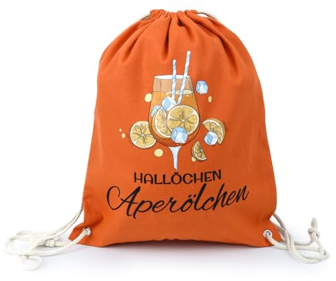 Kitimi Turnbeutel Rucksack Witziger Alkohol-Motiv Turnbeutel – Lustiges Geschenk für Karneval & Festival, Baumwolle OrangeSportbeutel mit Kordelzug, Statement Design, Damen Aperol Accessoires