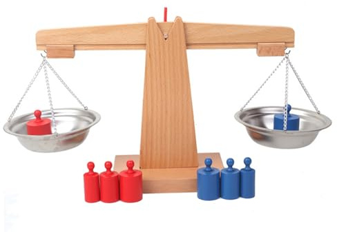 Lawnrden Mathe-Waage für Kinder, Waage für Kinder, natürliches Holz, pädagogisch, bunt, interaktives Mathe-Spielzeug für Klassenzimmer, Projekthilfen