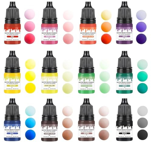 KAHZOR 12 Pièces Colorant Resine Epoxy, Colorant Bougie, Colorant Liposoluble, Peinture pour le Plâtre Poudre, les Couleurs Sont Intenses et Se Mélangent Facilement DIY