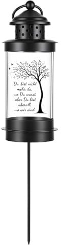 Nezyo Lanterna per Tomba con Picchetto da Terra Lanterna per Tomba Resistente alle Intemperie con 2 Adesivi Lampada Tombale Moderna per Decorazione Tomba