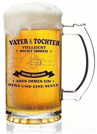 Verdaxis Bierglas Geschenk für Papa, Vatertagsgeschenke Biergläser für Papa，Vatertag Geschenke Von Tochter,Personalisiertes Vatertagsgeschenke Geburtstagsgeschenke Bierglas 450ml