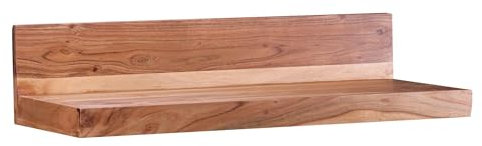 Wohnling Wandregal Massiv-Holz Akazie Holzregal 80 cm breit Landhaus-Stil Hänge-Regal Echt-Holz Wand-Board Natur-Produkt Wandkonsole dunkel-braun Brett unbehandelt Regale zum Aufhängen Unikat Ablage
