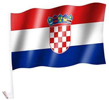 sportfanshop24 2 Stück/1 Paar Autoflagge/Autofahne Kroatien/Hrvatska/Croatia - Fahne/Flagge für Auto 2X - car Flag