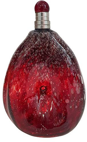 Flasche antiker Stil mit Zinnverschluß Glaskaraffe rot mit Luftbläschen mundgeblasen Inhalt 0,5 Liter, Höhe ca19-21 cm