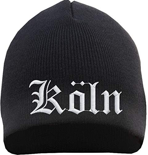 HB_Druck Köln Beanie Mütze - Altdeutsch - Bestickt - Strickmütze Wintermütze Einheitsgröße Schwarz