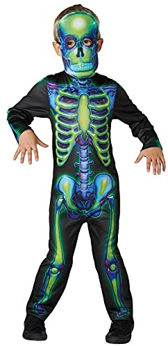 Rubie's Official Neon Skeleton Glow In The Dark Halloweens Kids Costume