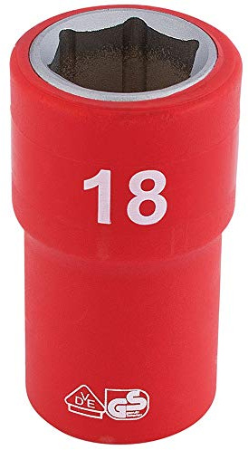 Draper 31869 1/2-Inch Square Drive Fully Insulated VDE Socket, 18 mm Size