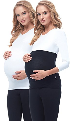 Be Mammy Damen Bauchband 169 2er Pack (Schwarz/Weiß, 44/46)