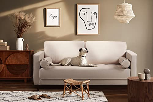 Sofa Keith 3 Sitzer Beige 180 cm - Wohnzimmer Couch mit maximalem Sitzkomfort: Starke Struktur, Feuchtigkeitsregulierung und lose Kissen - Vintage Dreisitzer Polstersofa Wohnzimmersofa Designsofa