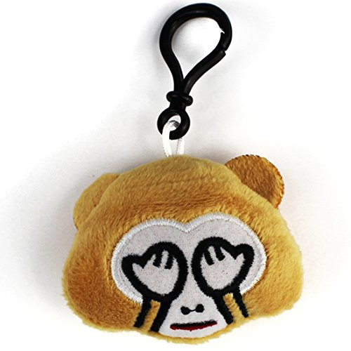 Emoji Schlüsselanhänger AFFE Augen ZU Smiley aus Plüsch See-No-Evil Monkey schämen Facepalm hochwertiger Emoticon Anhänger mit Schlaufe und Karabiner-Haken von wortek