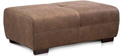 Cavadore Hocker Mavericco / Brauner Hocker in Lederoptik / Industrial Style / Passend zu Big Sofa und Ecksofa Mavericco / 108 x 71 x 41 cm (BxHXT) / Mikrofaser Nougat