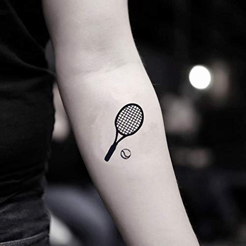 OhMyTat Tennis Temporary Fake Tattoo Sticker (Set of 2) für Kinder, Weiß und Grün, Wassernichtbeständig
