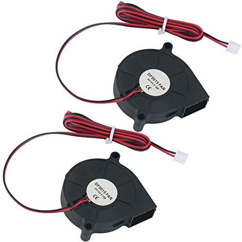 GTIWUNG 2 Stück DC 12V Lüfter Ventilator für 3D-Drucker, Brushless Lüfter, Turbine Gebläse Kühlerlüfter Kühlgebläse, 3D Drucker Zubehör, 50 x50 x 15mm Schwarz