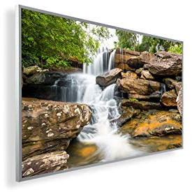 Könighaus Bildheizung 450 W - Smart Thermostat - 5-12 m² | Schwarz-Weiß-Bilder, Motiv: 11. Wasserfall, TÜV SÜD, 5 Jahre Garantie, doppelter Überhitzungsschutz, Wandheizung