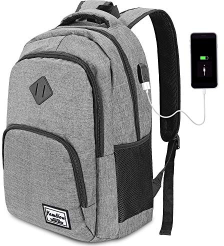 YAMTION Rucksack Laptop 17.3 Zoll Rucksack Schule mit USB-Ladeanschluss für Arbeit Schule Reisen Camping