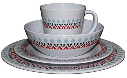 OLPRO Melamin-Geschirr-Set - 8-teiliges Outdoor-Camping- & Picknick-Set, strapazierfähiges Kunststoffgeschirr für Wohnwagen, BBQ & Gartenessen - Leichte, unzerbrechliche Teller & Schalen für 2