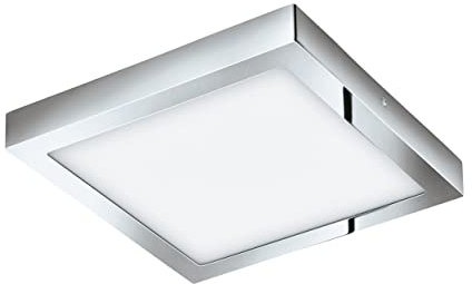 EGLO connect LED Deckenleuchte Fueva-C, Smart Home Deckenlampe, Material: Metallguss, Kunststoff, Farbe: Chrom, L: 30x30 cm, dimmbar, Weißtöne und RGB Farben einstellbar, IP44