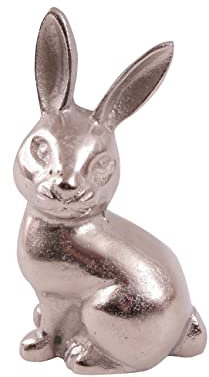 Viva Deko Hase Osterhase Silber aus Aluminium Osterdeko Ostern Easter (22 cm)