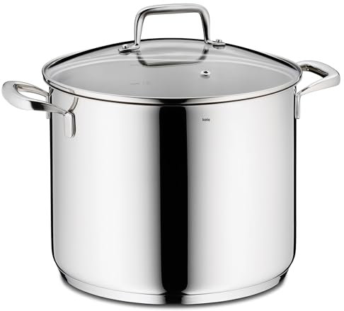 kela Gemüsetopf 24 cm FLAVORIA, Kochtopf Induktion 8 L, Nudeltopf mit Glasdeckel mit Dampfauslassventil, Innenskalierung, Kochtopf groß, unbeschichtet