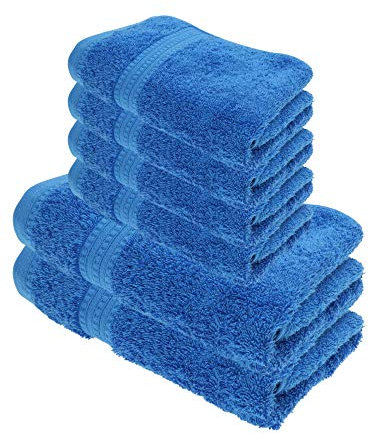 Julie Julsen Bio Duschtuch-Set 6 TLG. 2 Dusch- 4 Handtücher Royalblau 100% Baumwolle Frotte 550g/m²