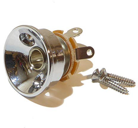 Telecaster electric guitar jack socket and plate in chrome