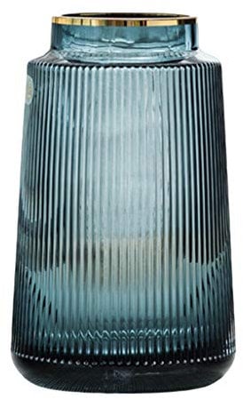 Fenteer Transparent Blume Vasen Hoch Verdickt Kristall Glas Hydrokultur Blume Vase für Blume Anordnung Hause Hochzeit Decor, 3 Größen - Blue 20cm