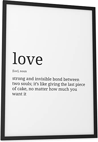 Papierschmiede® Definition Love, A3 Bild gerahmt im schwarzen Holzrahmen, Wandbild für Wohnzimmer, Schlafzimmer, Küche, Esszimmer, Poster Geschenk Wanddeko Spruch aufhängefertig