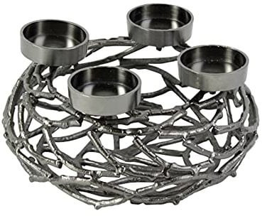 Voss Leuchter Äste 27 cm Silber-schwarz Kerzenhalter Weihnacht Adventskranz