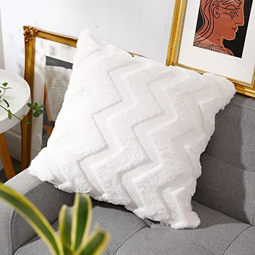 Nunubee Kissenbezug Bett Kopfstütze Einfache Home Taille Kissen Pad Plus Dickes Kissen Set Plüsch Kissenbezug Weiß 45 * 45 cm