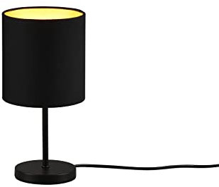 meineWunschleuchte Klassische Tischleuchte Höhe 28cm mit Stoffschirm Schwarz-Gold