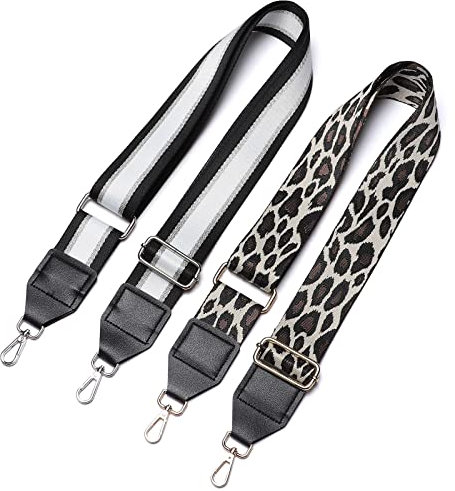 Etercycle 5cm Wide Shoulder Strap, 2 PCS Strap Replacement Crossbody Handbag Straps Adjustable Shoulder Bag Belt (Stripe, Leopard)