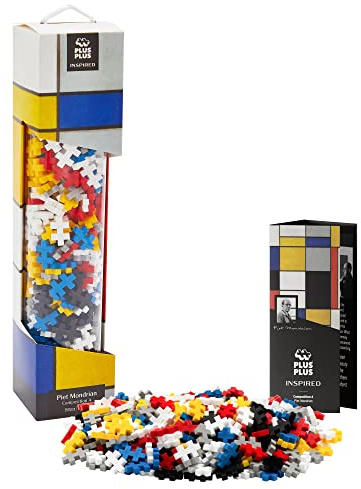 Plus Plus - 350 Kreativ Bausteine Mondrian | Waffelblöcke, ineinandergreifende Mini-Bausteine, Stielspielzeug, 3D-Kunstset, offenes Ende Spielzeug