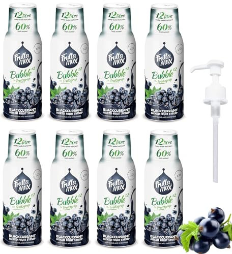 FruttaMax Sciroppo al Ribes Nero | Meno Zucchero | 60% Frutta Vera | Compatibile con Gasatori – 8 x 500ml