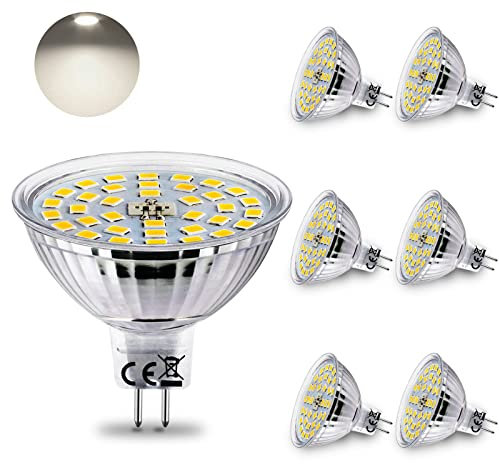 HiBay LED Lampe GU5,3 Leuchtmittel 4W MR16 LED Strahler 400 LM ersetzt 35W Neutralweiß 4000K Spot 12V AC/DC Nicht Dimmbar 6er Set
