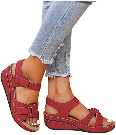 Azaz Sandales Nu-pieds Femme Confortables Avec Boucle Réglable Plate Respirantes Semelles Épaisses Compensées Chaussures Mode