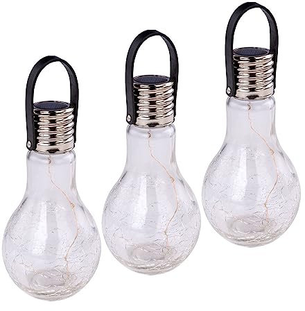 Solarlampe Solarleuchte Gartenlampe Hängelampe Dekoleuchte Terrasse, IP44 Akku, Edelstahl Glas klar, LED warmweiß, DxH 9x17,5cm