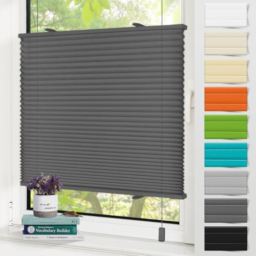 Zarnan Plissee Klemmfix ohne Bohren Anthrazit B85 x H110cm Plisseerollo Sonnenschutz und Sichtschutz Jalousien Easyfix Plissees Blickdicht Lichtdurchlässig Rollo für Fenster & Tür