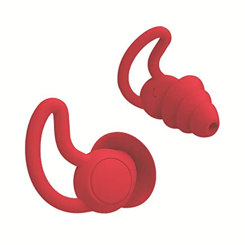 AMZLORD 1 Paar Ohrstöpsel zum Schlafen, Wiederverwendbare Weiche Silikon Ohrstöpsel Gehörschutz, Ohrenstöpsel Geräuschreduzierung um 30dB für Arbeit, Studium, Café und Reisen - Rot