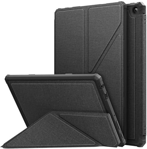 MoKo Hülle für All-New Amazon Fire HD 10 Tablet (13th Generation, 2023 Release) 10.1, Origami Ständer Hülle mit Magnetic PC Rückseite Cover, Denim Schwarz