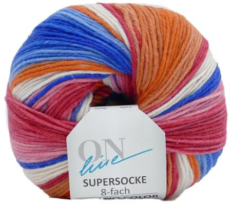 Online Garne Sockenwolle 8-fädig Supersocke # 353 Merino Color | Dicke Strumpfwolle mit Farbverlauf zum Stricken und Häkeln | Sockengarn 8-fach, trocknergeeignet (2944)