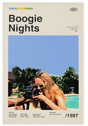 MAHWER Boogie Nights Vintage Filmposter auf Leinwand, Poster, Wandkunst, Dekor, Bild, Gemälde für Wohnzimmer, Schlafzimmer, Dekoration, ungerahmt, 30 x 45 cm