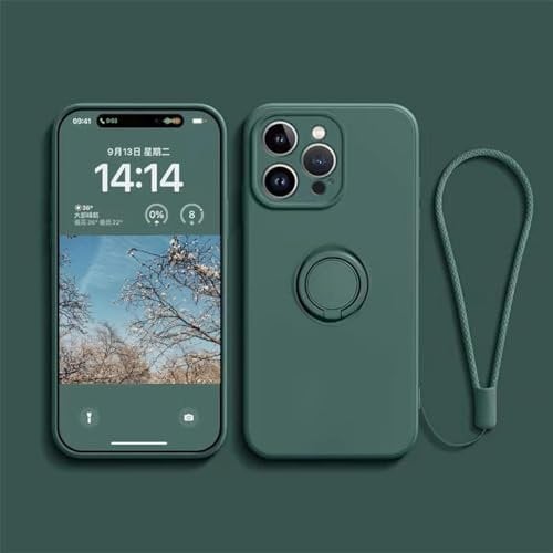Ykerey Case for iPhone 13 mini Cover with 360 Degree Ring Holder Metal Finger Ring Holder Magnet Car Holder Soft Silicone Shockproof Cover for iPhone 13 mini, Dark green