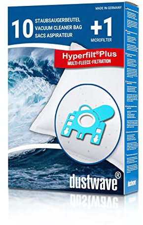Dustwave® Lot de 10 sacs d'aspirateur pour Hoover TFB2012 021 FreeMotion – Haute efficacité, multicouche en microfibre non-tissée avec fermeture hygiénique – Fabriqué en Allemagne