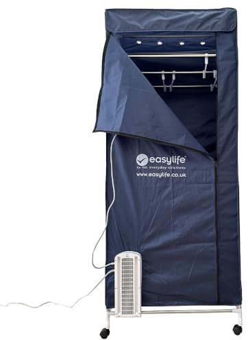 Easylife Tall Fan-Heated Drying Rack, Portable Clothes Horse, Clothes Drying Rack with Shelf for Pillows, Tall Rack H170xW75xD50cm - Fully Guaranteed