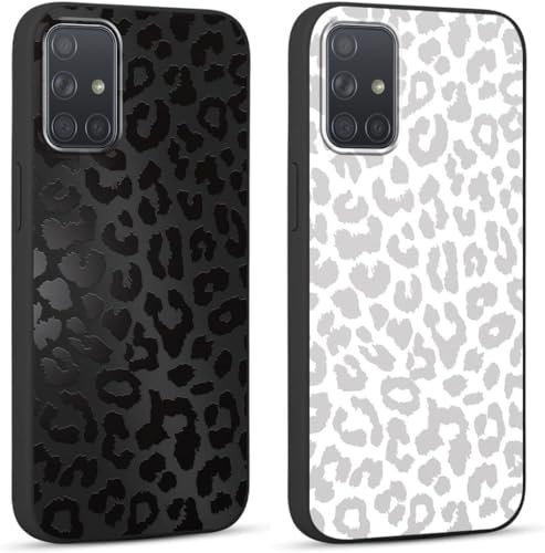 Yoedge 2 Stück HandyHülle für Samsung Galaxy A71 4G Hülle 6,7, Schutzhülle für Samsung A71 4G Case 3D Leopard Muster Design Aesthetic Mädchen Junge Geschenk Weich TPU Silikon Stoßfest Cover, Schwarz