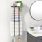 Luxspire 80cm Porte-Serviettes de Salle de Bain Mural, Support Serviettes de Bain avec 4 Crochets, Étagère de Rangement Porte-Serviettes à 2 Niveaux pour Salle de Bains et Toilettes en Suite, Noir