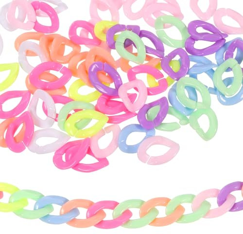 Sourcing Map 400Pcs Acrylic Chain Linking Rings, Link Connectors, 8 Colors